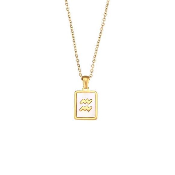 18K Gold Plated Mother Pearl Zodiac Necklace NWT - Picture 15 of 16